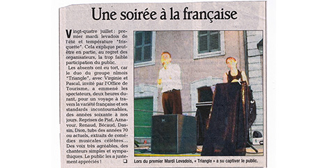 journal article de presse Animation Orchestre Triangle Nîmes Gard
